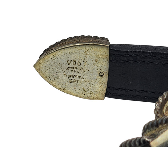 Vogt Belt Steerhide Leather Sterling Buckle Western Conchos Southwest Style 32 - Picture 5 of 16